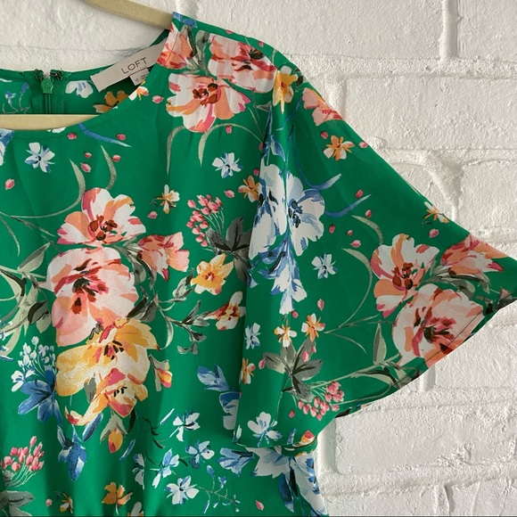 Loft Green Floral Peplum Blouse - Picture 7 of 10